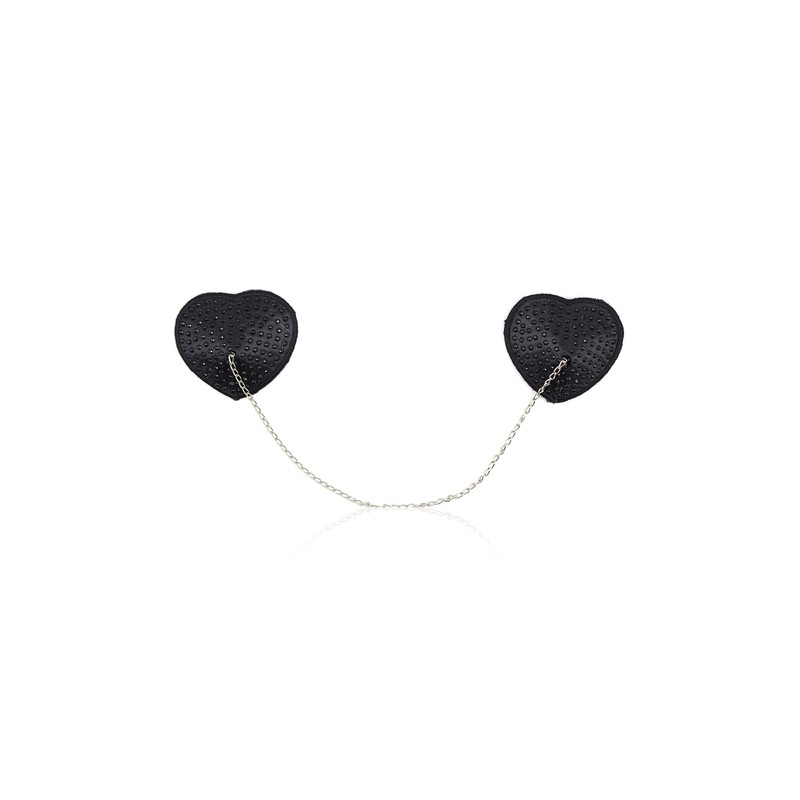 Heart Shaped Black Nipple Covers With Stones