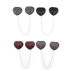 Heart Shaped Black Nipple Covers With Stones