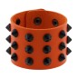 Three-row leather studded wide bracelet