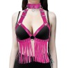 Heart Collar Riveted Bra Harness With Belt Tassel