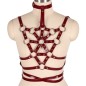 Front Bondage Leather Vest With Collar Waist Belt