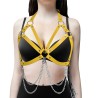Nipple Hollowed Out Leather Halter Bra