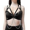 Nipple Hollowed Out Leather Halter Bra