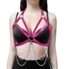 Nipple Hollowed Out Leather Halter Bra