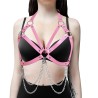 Nipple Hollowed Out Leather Halter Bra