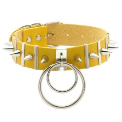 Spiked Rivet Double Ring Pendant Collar