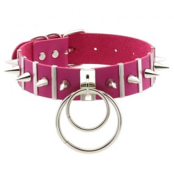Spiked Rivet Double Ring Pendant Collar