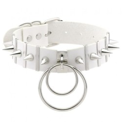Spiked Rivet Double Ring Pendant Collar