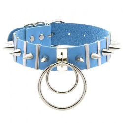 Spiked Rivet Double Ring Pendant Collar