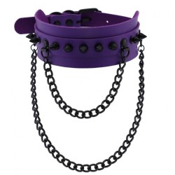 Rivet Collar With Double Black Chain