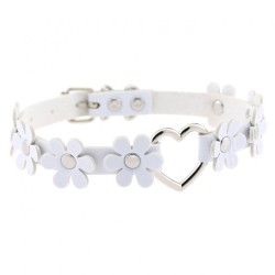 Flower PU Leather Heart Collar