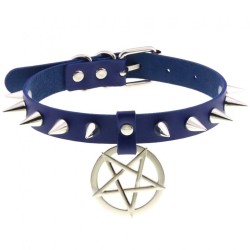 Rivet Pentagram Pendant Leather Choker