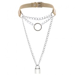 Chain Lock Pendant Ring Collar