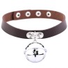 Leather Silver Bell Pendant Collar