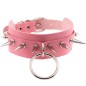 Double Layer PU Leather Silver Nail Collar