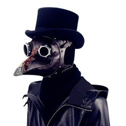 Plague Bird Doctor Mask Brown PU Leather Bird Beak Masks