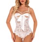 Women Strappy Crotchless Front Bowknot Teddy