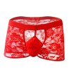 Alluring Front Hollowed-out Lace Boxer Briefs